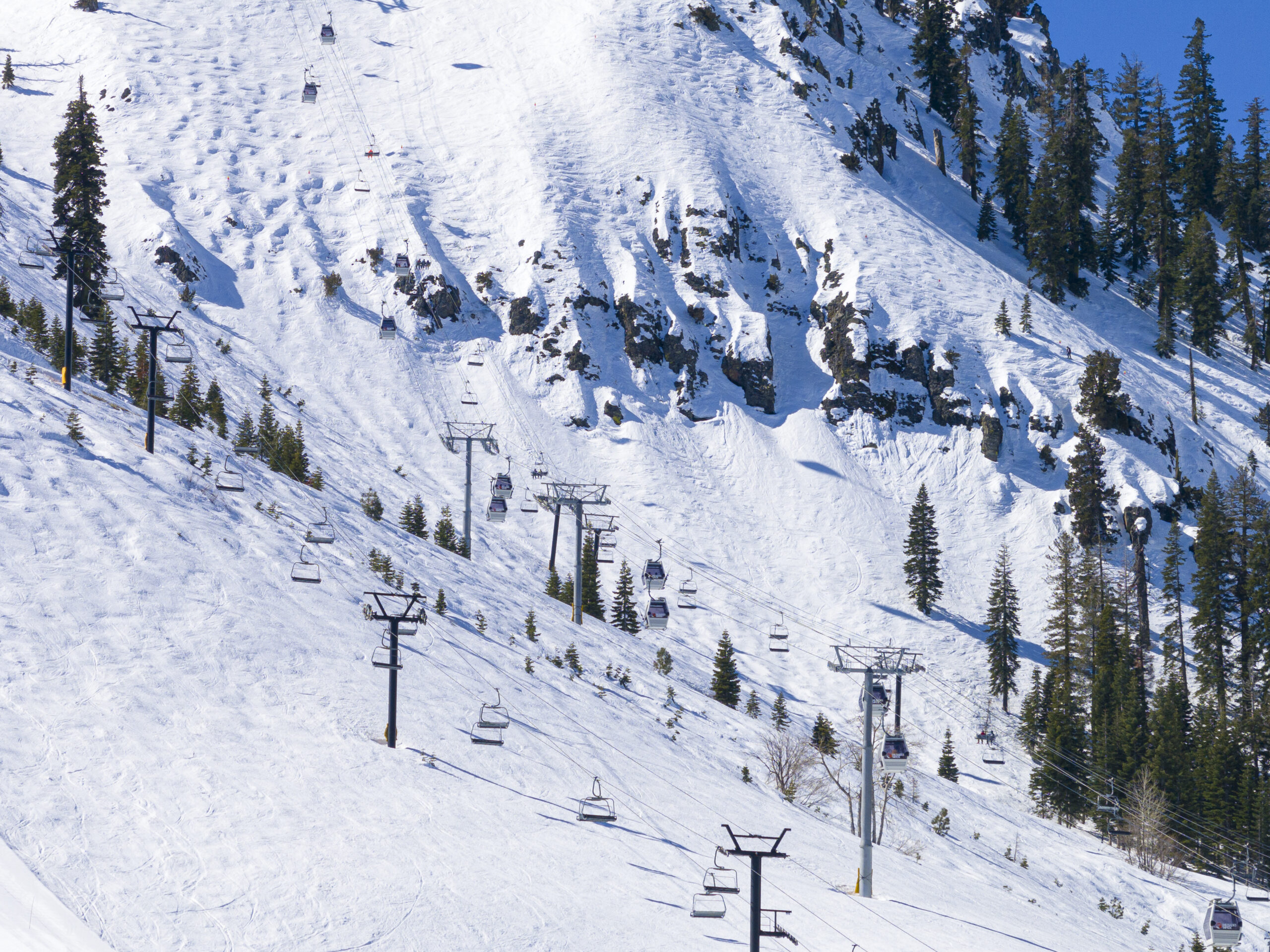 ski lift on snowy mountain